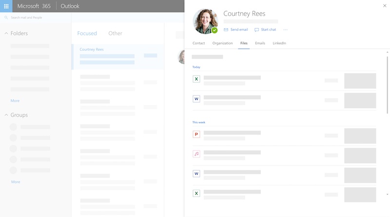 The Microsoft 365 profile card in Outlook on the web